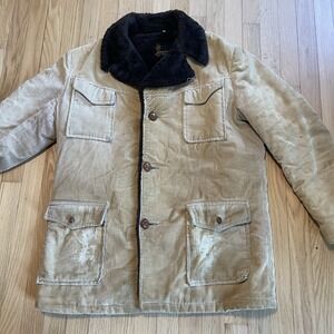 Vtg Anderson-Little Blazer Jacket M 70s Overcoat Range Coat Faux Fur Lined 44